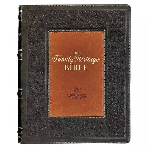NLT Family Heritage Bible, Large Print Family Devotional Bible for Study, New Living Translation Holy Bible Faux Leather Flexible Cover, Additional In