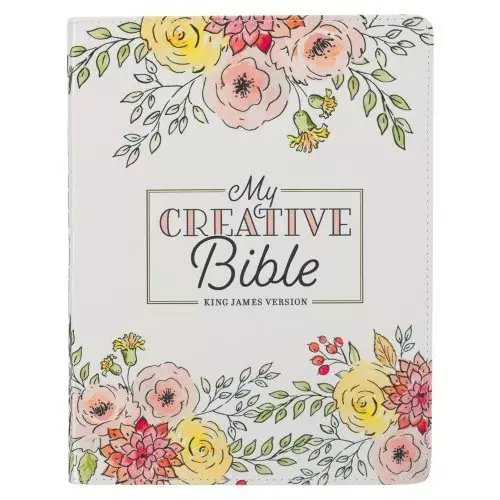 KJV My Creative Bible Faux Leather, White Floral Printed