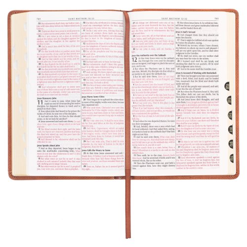 KJV Holy Bible, Standard Size Faux Leather Red Letter Edition - Thumb Index & Ribbon Marker, King James Version, Tan Cross