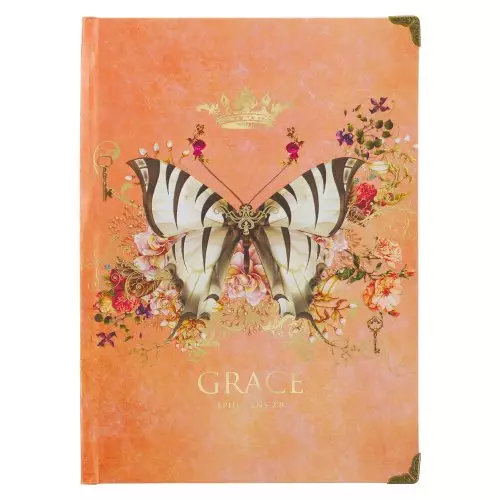 Journal Hardcover-Orange Butterfly Grace Eph. 2:8