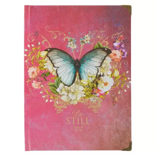 Journal-Hardcover-Pink Butterfly Be Still Ps. 46:10