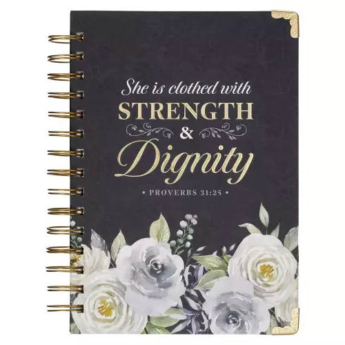 Journal Wirebound Blue Floral Strength & Dignity Prov. 31:25