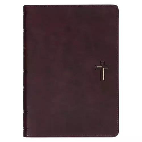 Devotional Bible NLT for Men Faux Leather, Walnut Brown Cross
