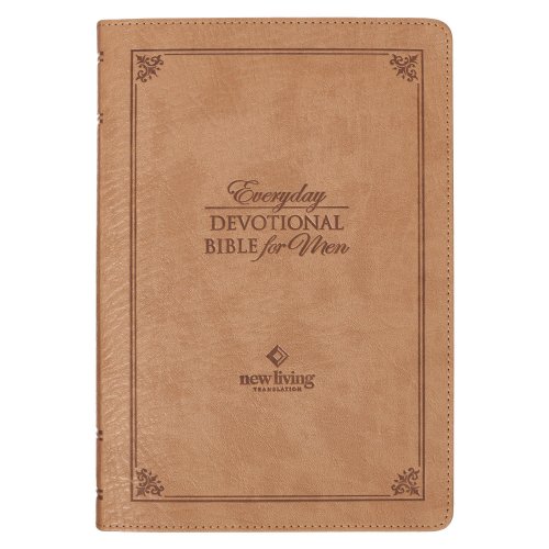 Devotional Bible NLT for Men Faux Leather, Tan