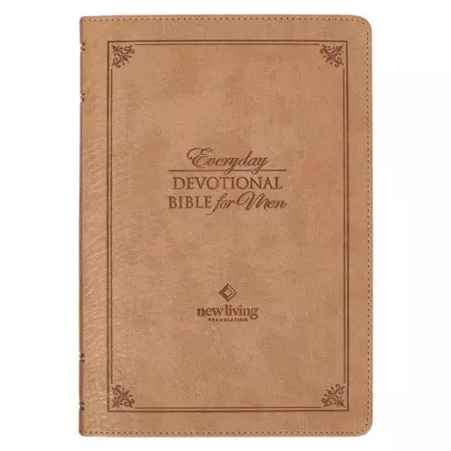 Devotional Bible NLT for Men Faux Leather, Tan
