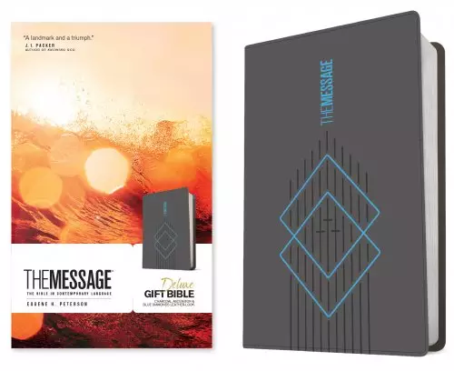 The Message Deluxe Gift Bible (Leather-Look, Charcoal Ascension and Blue Diamonds)