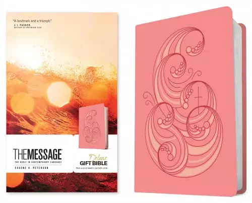 The Message Deluxe Gift Bible (Leather-Look, Pink and Gold Waves)