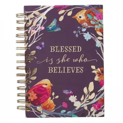 Blessed Is She Large Wirebound Journal in Eggplant