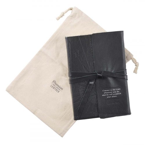 Journal Classic Full-grain Leather w/Wrap Black Commit to the Lord Prov. 16:3