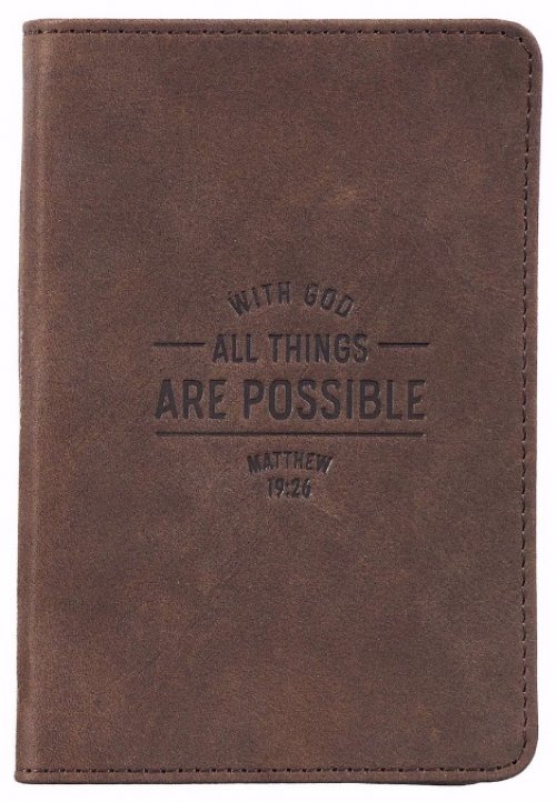 Journal Pocket Full-grain Leather Brown With God Matt. 19:26