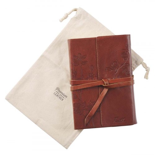 Journal Classic Full-grain Leather w/Wrap Brown Faith