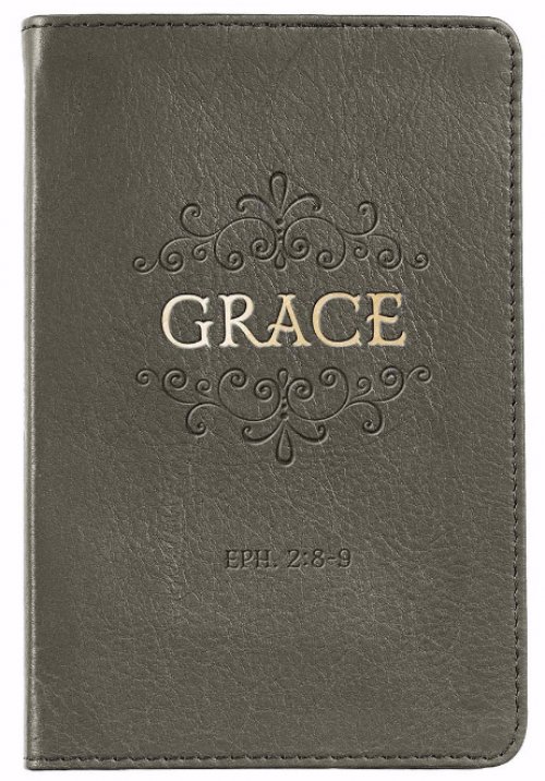 Journal Pocket Full-grain Leather Gray Grace Eph. 2:8-9