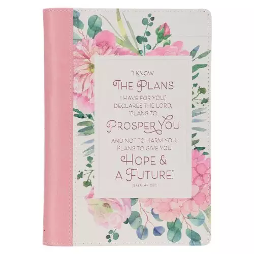 Journal Classic Zip Pink/White Floral Printed I Know the Plans Jer. 29:11