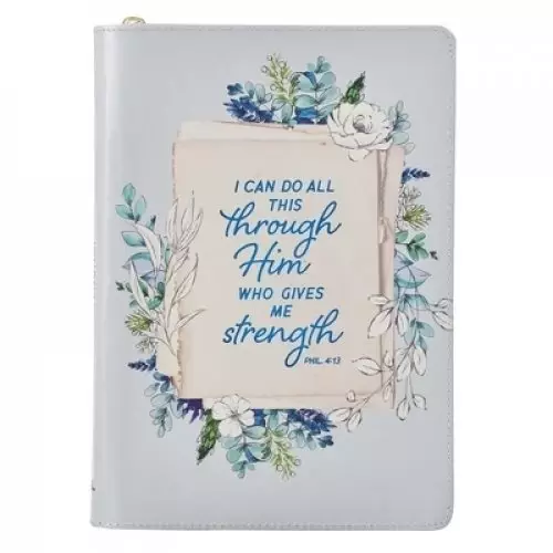 Journal-Classic LuxLeather-I Can Do All Things... Floral