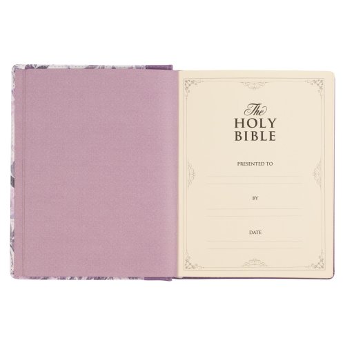 KJV Note-taking Bible Faux Leather HC, Purple Floral Printed