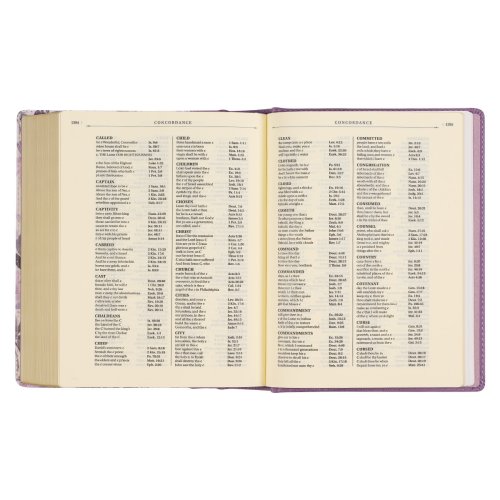 KJV Note-taking Bible Faux Leather HC, Purple Floral Printed