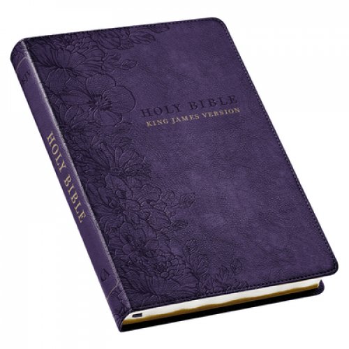 KJV Bible Thinline LP Faux Leather, Purple Floral