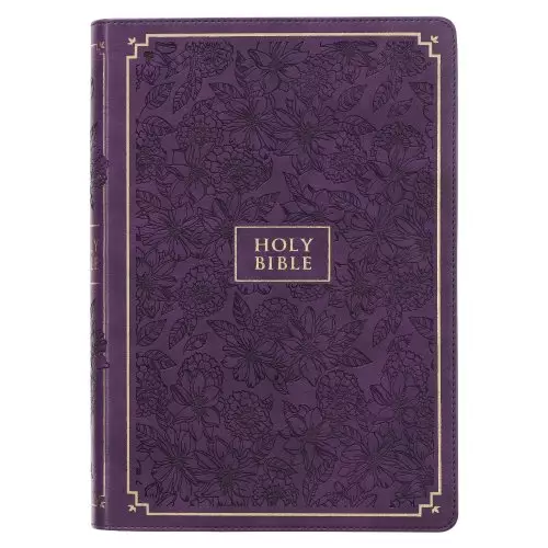 KJV Bible Giant Print Full-size Faux Leather, Purple Floral
