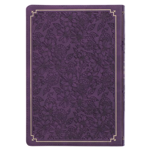 KJV Bible Giant Print Full-size Faux Leather, Purple Floral
