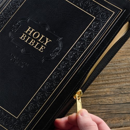 KJV Bible Giant Print Full-size Faux Leather, Black w/zipper