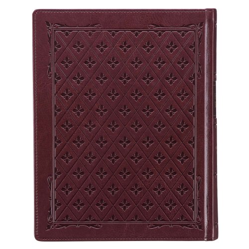 KJV Large Print Note-Taking Bible-Burgundy Diamond Faux Leather Hardcover