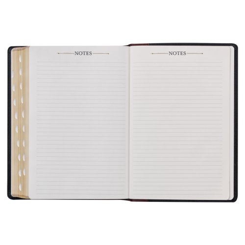Black and Burgundy Full Grain Leather Large Print King James Version Study Bible with Thumb Index