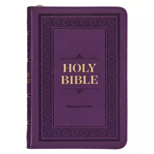 KJV Bible Compact Faux Leather, Purple w/zipper
