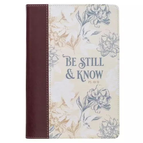 Journal-Be Still & Know-Faux Leather-Tan/Floral