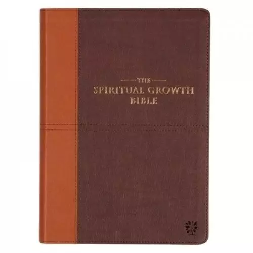 NLT Spiritual Growth Bible, Brown and Tan, Imitation Leather, Articles, Book Introductions, Character Profiles, Cross-References, Topical Index, Presentation Page, Ribbon Markers, Thumb Index