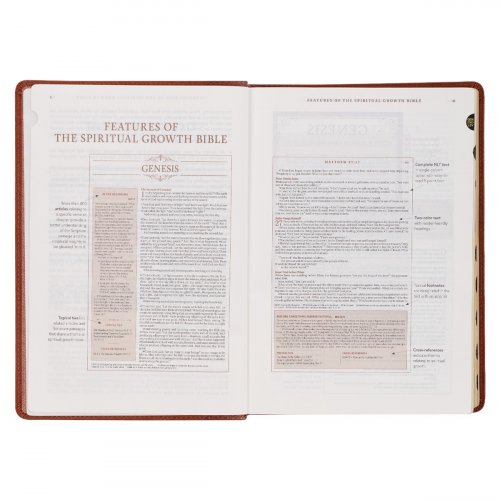 NLT Spiritual Growth Bible, Tan, Imitation Leather, Articles, Book Introductions, Character Profiles, Cross-References, Topical Index, Presentation Page, Ribbon Markers, Thumb Index