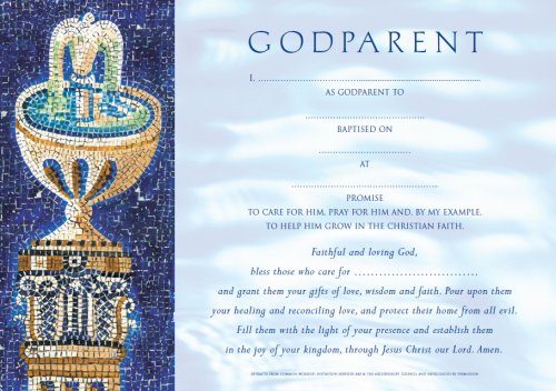 Common Worship Godparent Certificate Boy - Pack of 10