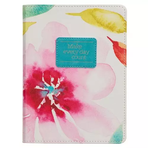 Journal Handy Faux Leather-Pink Daisies/Make Every Day Count