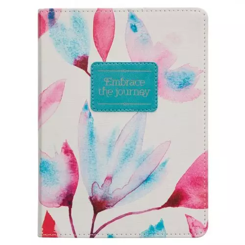 Journal Handy Faux Leather-Pink Petals/Embrace the Journey