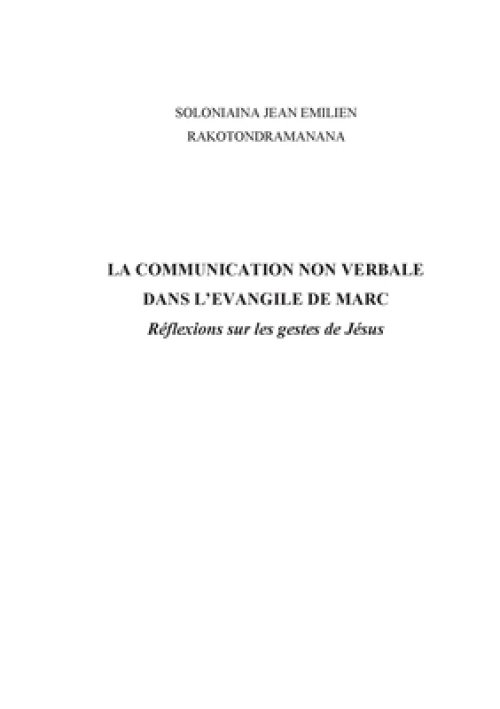Communication Non Verbale Dans L'evangile De Marc