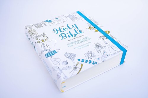 NIV Colouring & Journalling Bible, White Hardback, Wide Margin