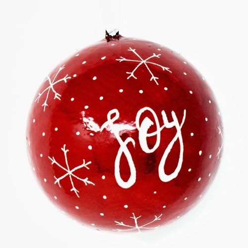 Joy Red Christmas Tree Bauble