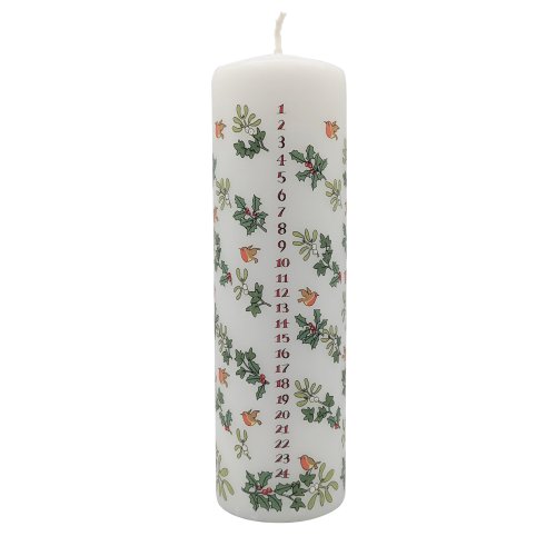 20cm Holly and Ivy Pillar Advent Candle - Single