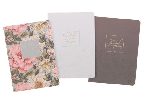 Strong and Courageous Delicate Pink Dahlia Notebook Set - Joshua 1:9