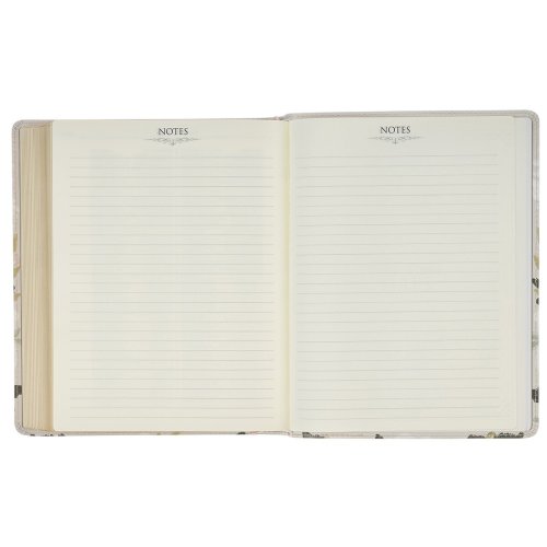 Cream Floral Faux Leather KJV Note-taking Bible - Psalm 91:4
