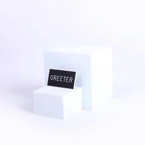 Badge Engraved Greeter Black Clip