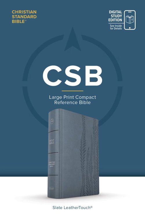 CSB Large Print Compact Reference Bible, Digital Study Edition, Slate LeatherTouch