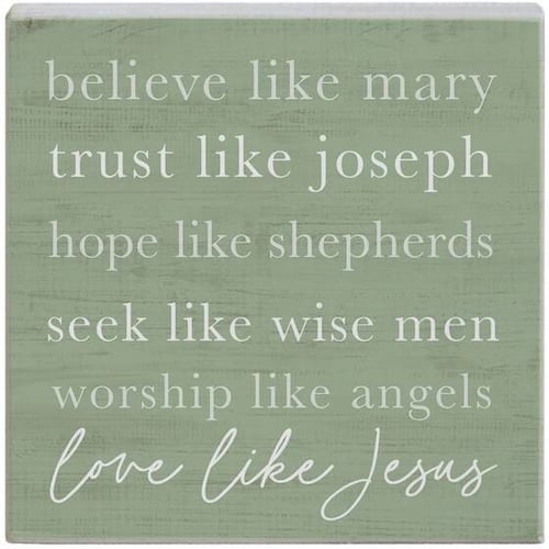 Mini Christmas Sign Square: Believe/Mary