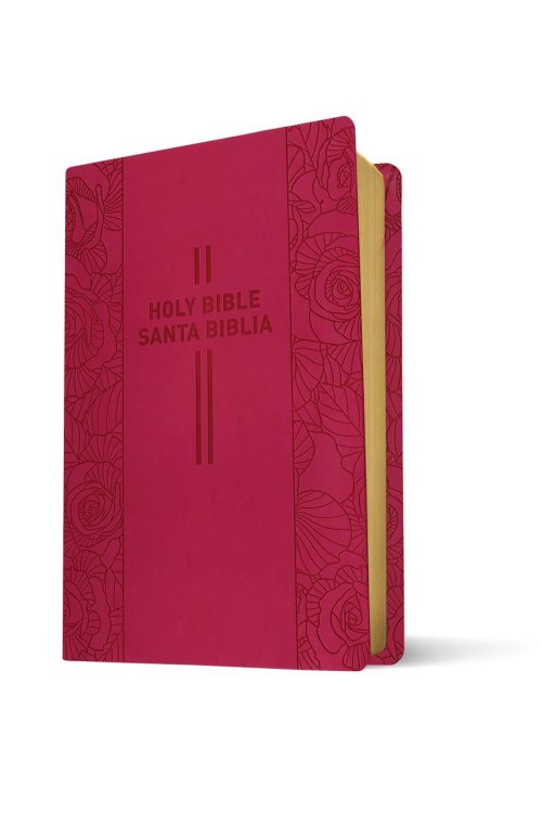 Bilingual Bible / Biblia bilingüe NLT/NTV (LeatherLike, Pink Rose)
