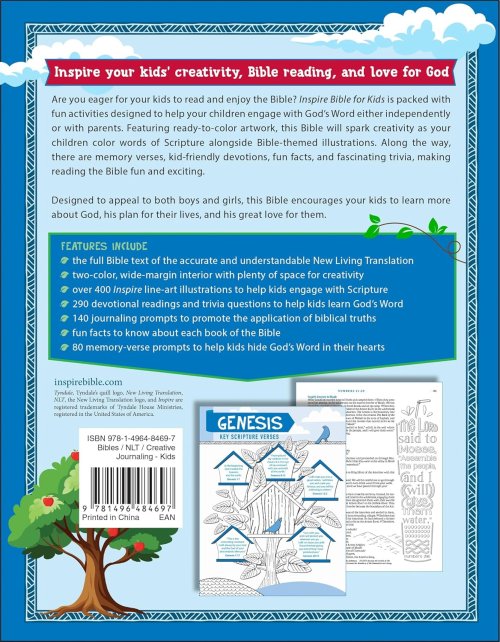 NLT Inspire Bible for Kids: The Bible for Coloring & Creative Journaling