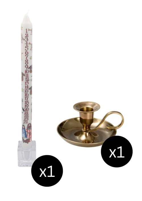 29.5cm Advent Candle: Nativity & Classic Antique Candle Holder H 5 cm