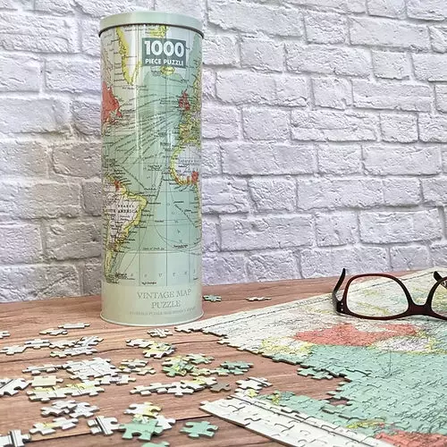 1000 Pc Jigsaw In A Tin - Vintage Map