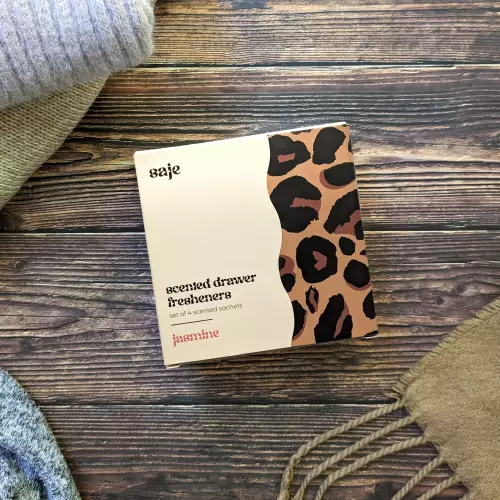 Scented Drawer Sachets (Jasmine) In Printed Box - Leopard Print