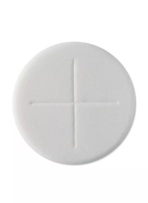 Pack of 500 - 1 1/8" White Single Cross Sealed Edge Peoples Altar Breads