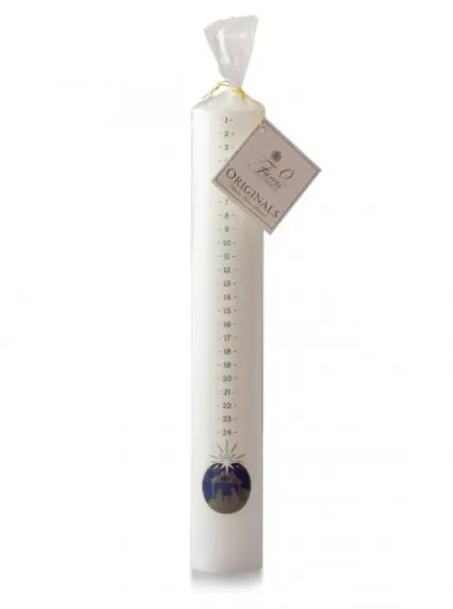 30.5 x 5 cm - Large White Pillar Advent Candle with Stable Design - Single