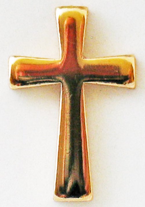 Lapel Pin - Cross Polished / Gold Plated - 0.8 cm x 1.5 - Pack of 4